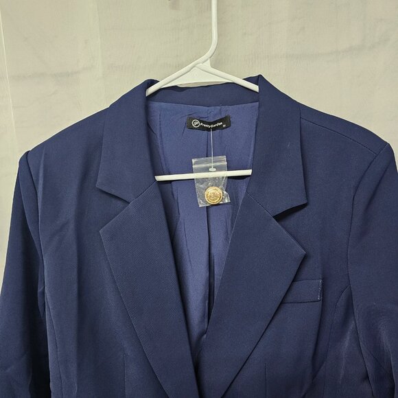 Pretty Garden Blazer Navy Blue Academia Preppy Office Classic M NWOT - Picture 3 of 10